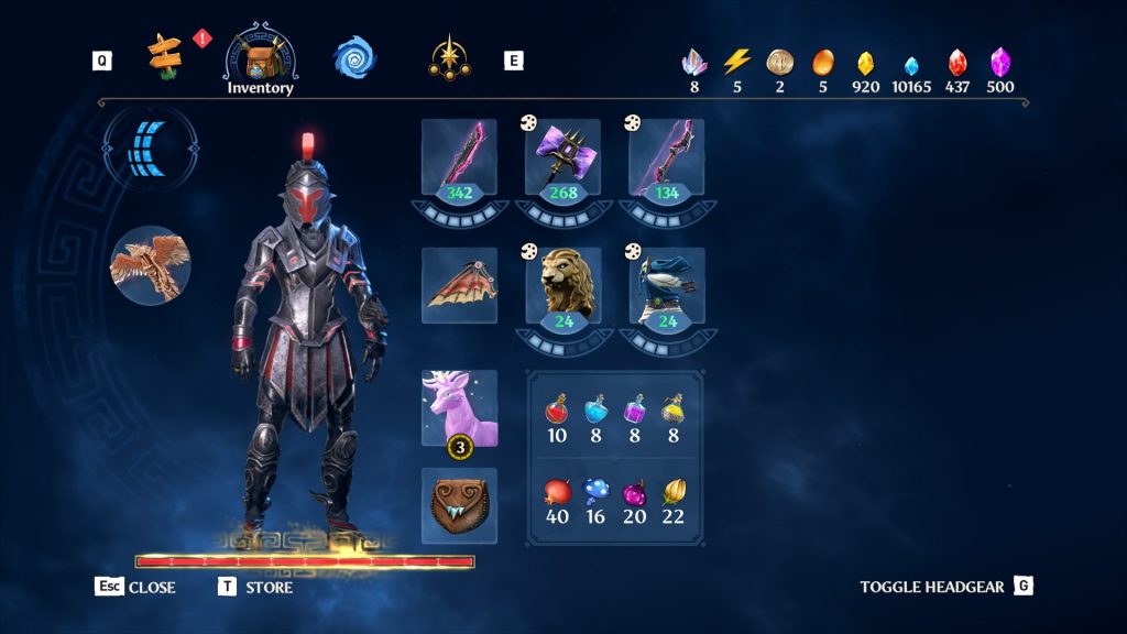 Immortals Fenyx Rising menu screen