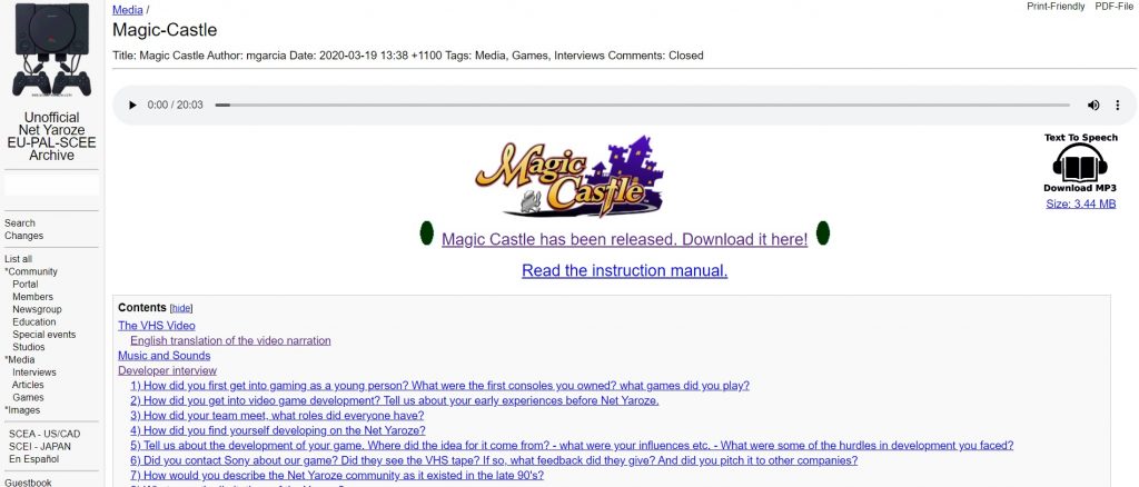 Magic Castle website