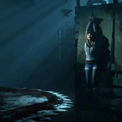 until dawn Horror game two people tied up with saw coming towards them
