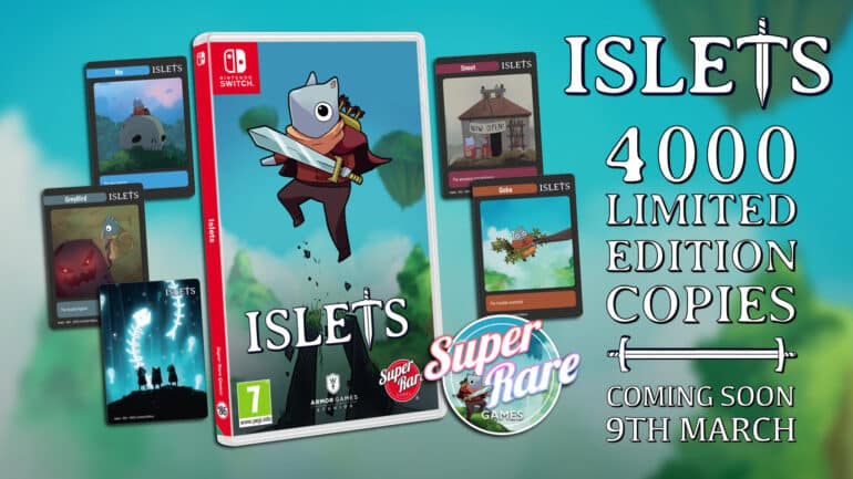 Islets Key Art for Super Rare Games showing a Nintendo Switch physical copy
