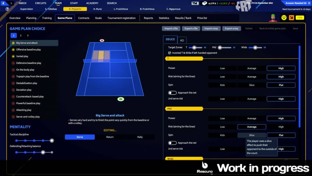 Tennis Manager 2023 In-game Screenshot