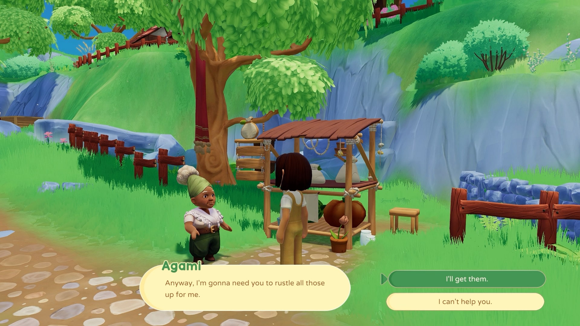 Paleo Pines Screenshot of player talking to townsfolk