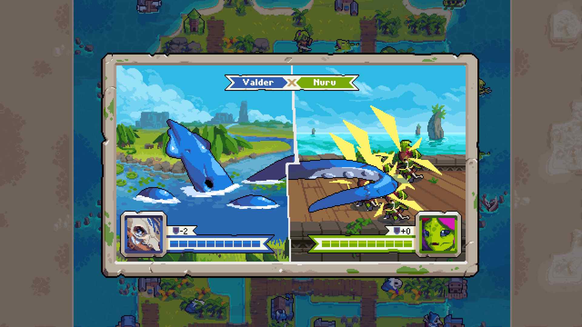 A battle animation from Wargroove 2