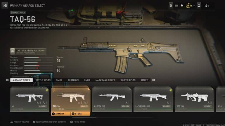 Call of Duty Warzone Taq-56 Gun Selection