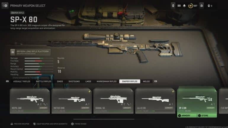 SP-X 80 Sniper Rifle Warzone Loadout Gun Selection