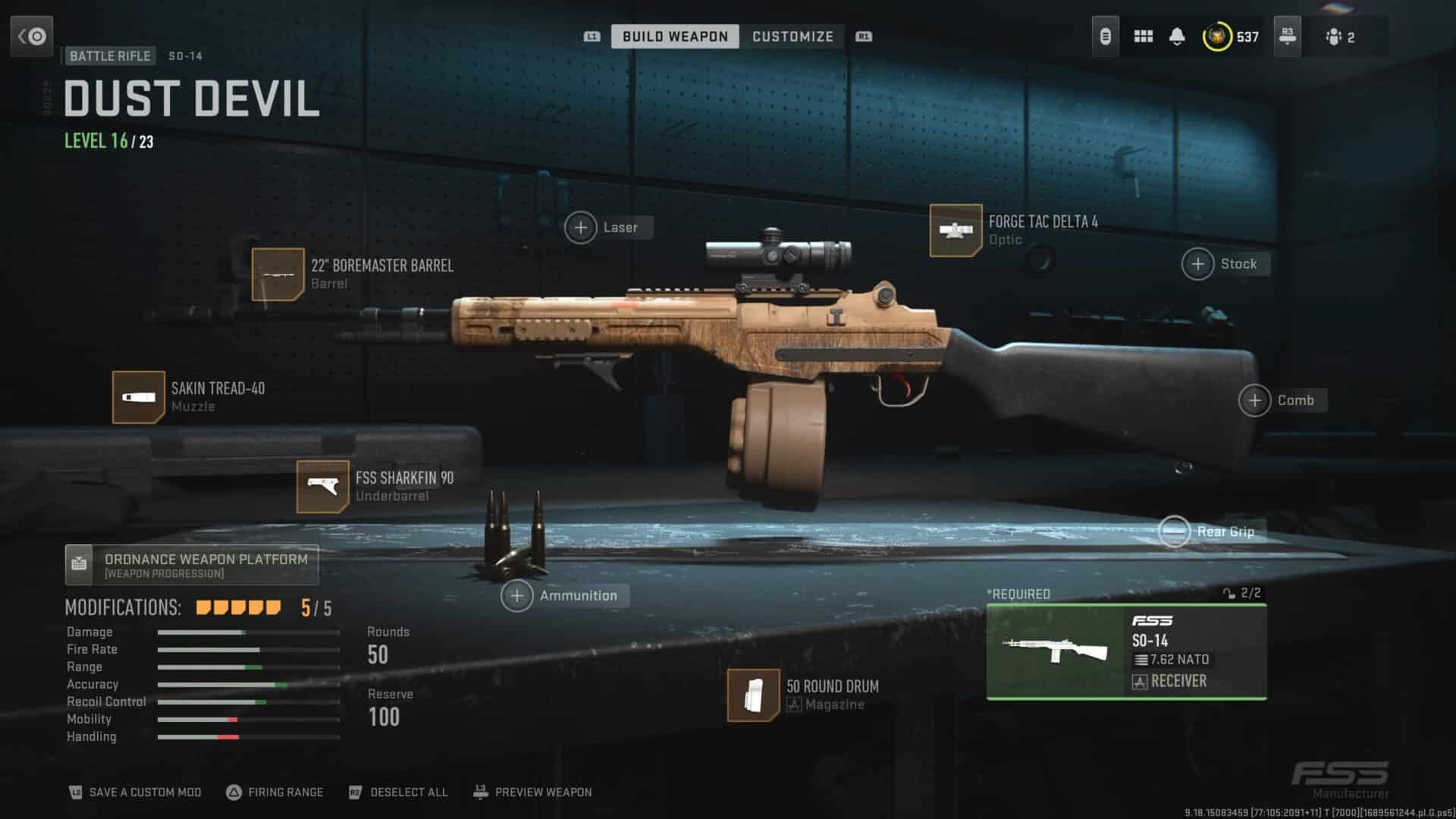 SO-14 Warzone In-game Screenshot at Gunsmith