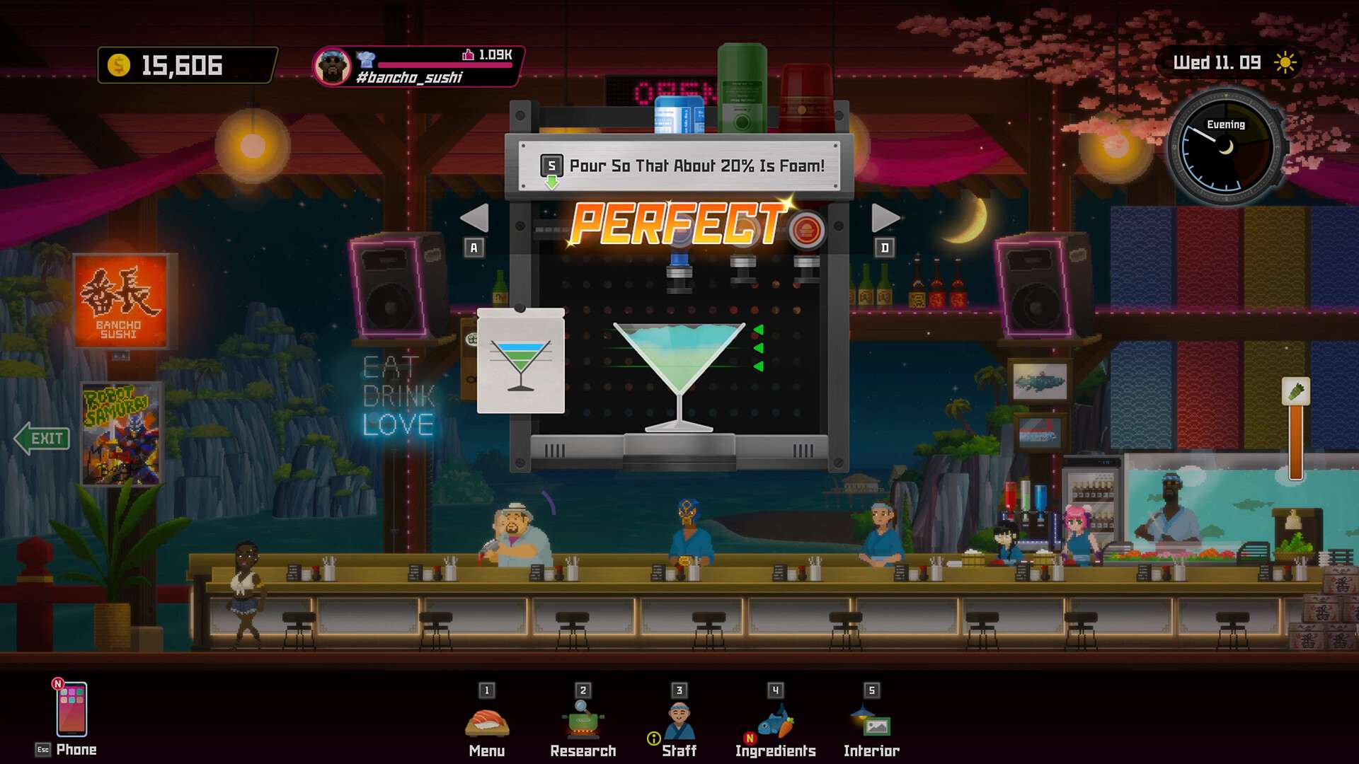 The cocktail minigame from Dave the Diver