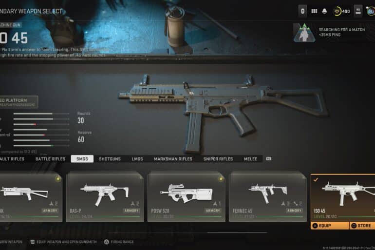 ISO 45 Gun Selection Screenshot