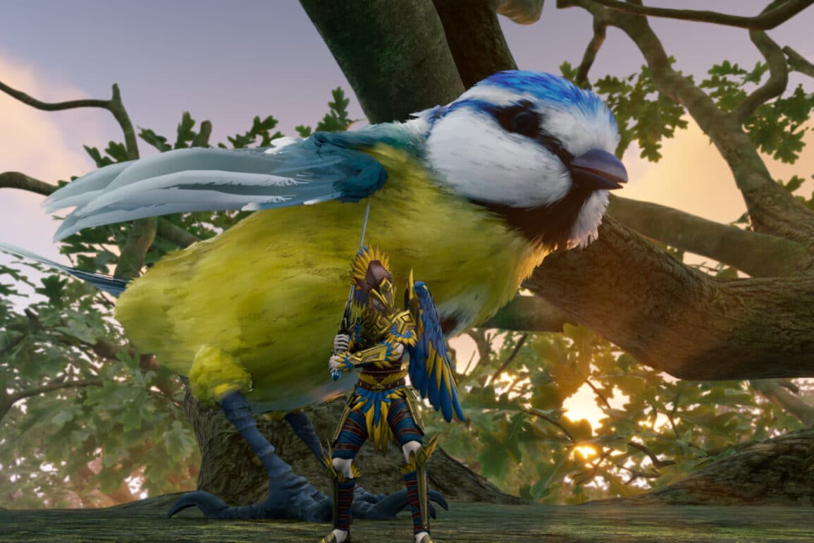 Smalland: Survive the Wilds Forbidden Monuments Update SCreenshot of bird and new armour