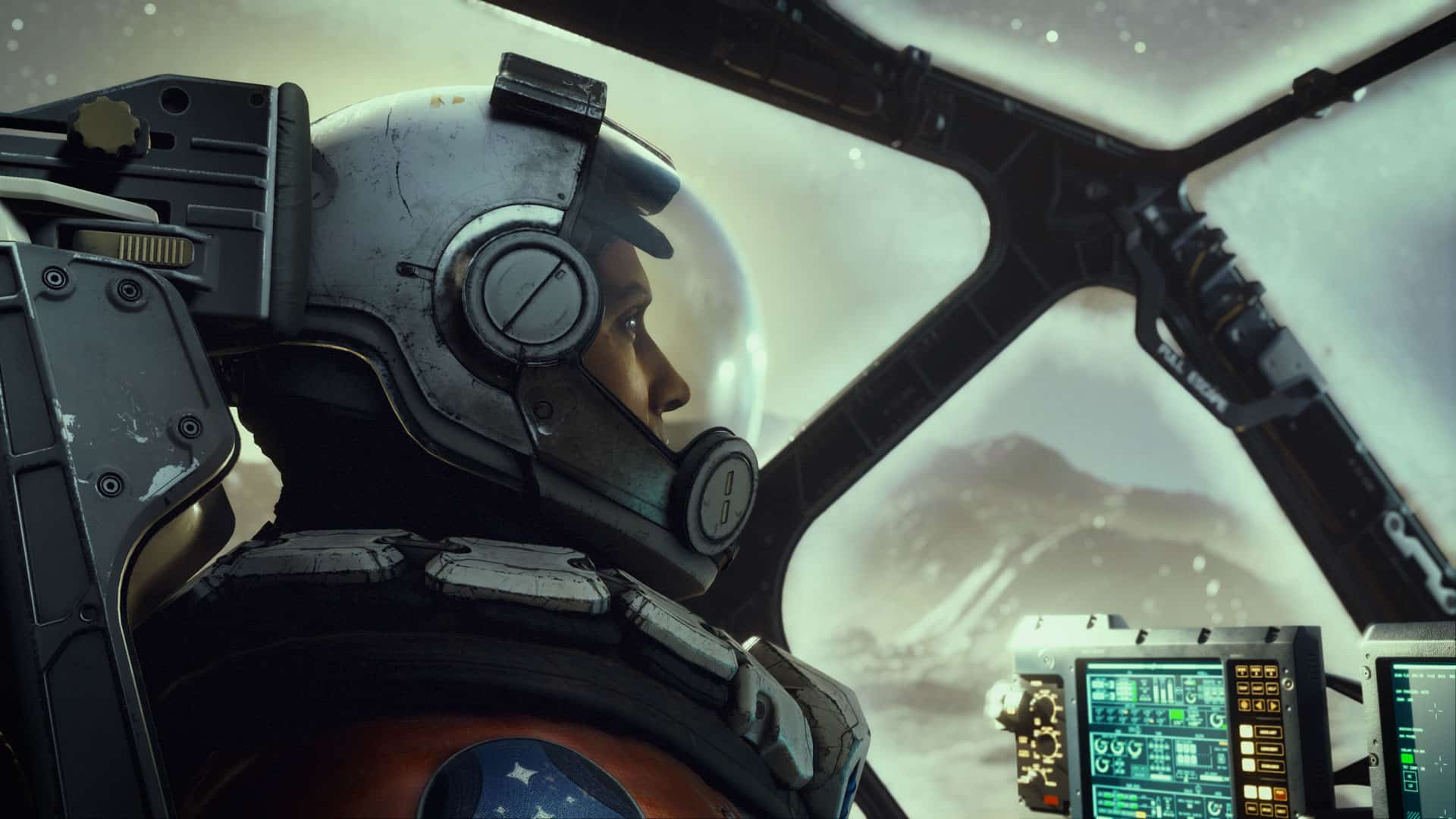 Starfield - Person in cockpit of spacecraft