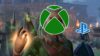 Baldur's Gate 3 characters with the Xbox and PlayStation logo over their faces