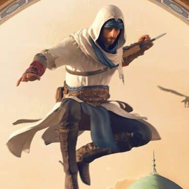 Basim leaping through the air in Assassin's Creed Mirage