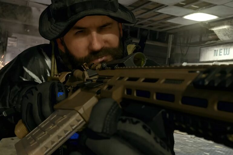 Captain Price using the Tac Stance technique in MW3