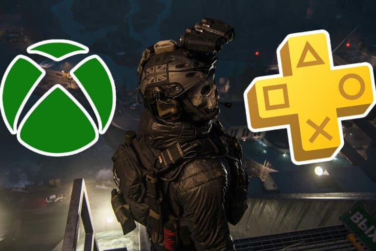Ghost with the PS Plus and Xbox Game Pass logo on either side in Modern Warfare 3