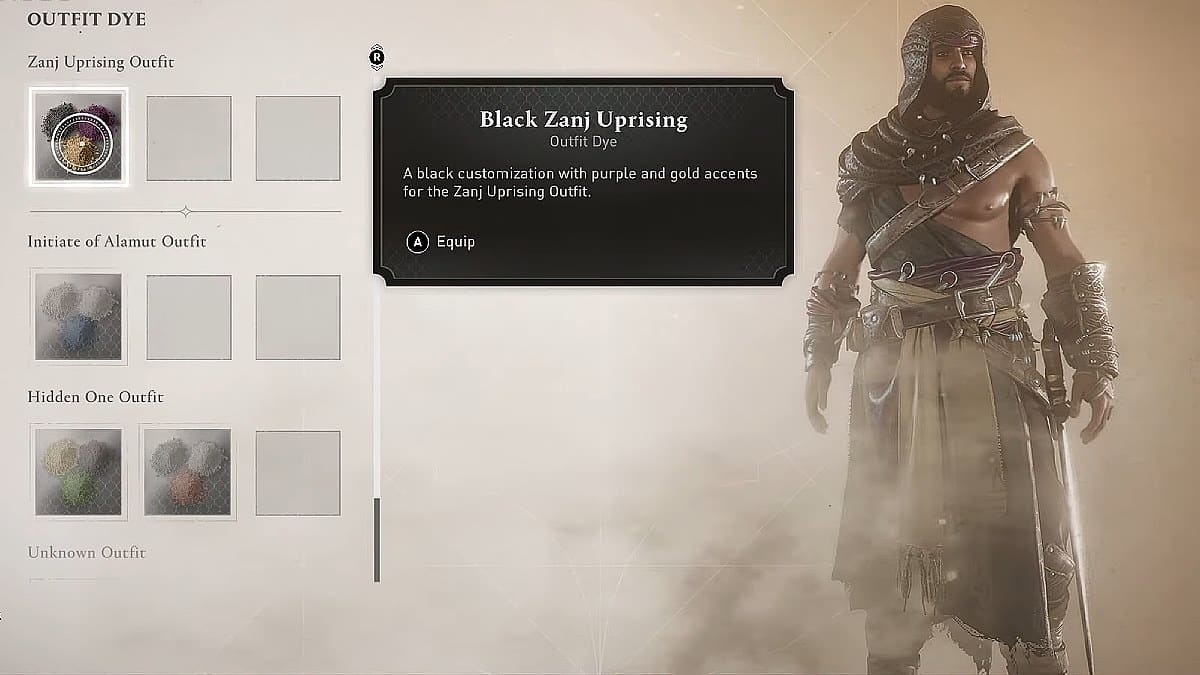 The Black Zanj Uprising Dye in Assassin's Creed Mirage