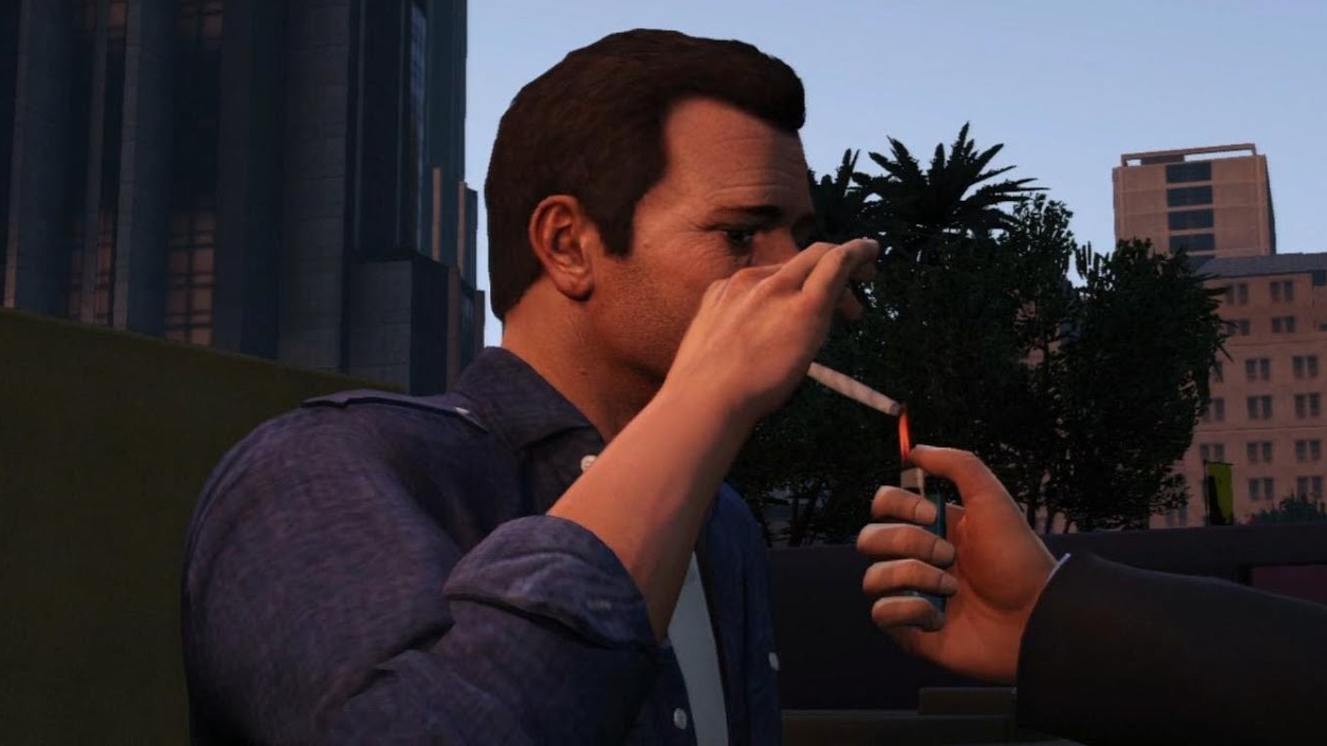 Michael smoking weed in GTA 5