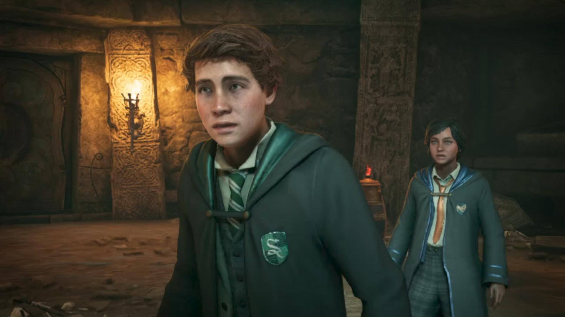 Sebastian Sallow and the player character in Hogwarts Legacy