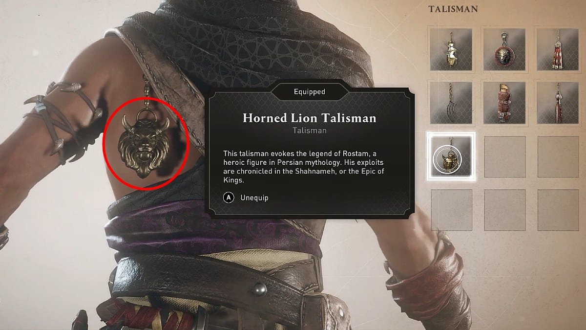 The Horned Lion Talisman in Assassin's Creed Mirage
