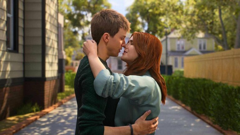 Peter and MJ kissing in Marvel's Spider-Man 2
