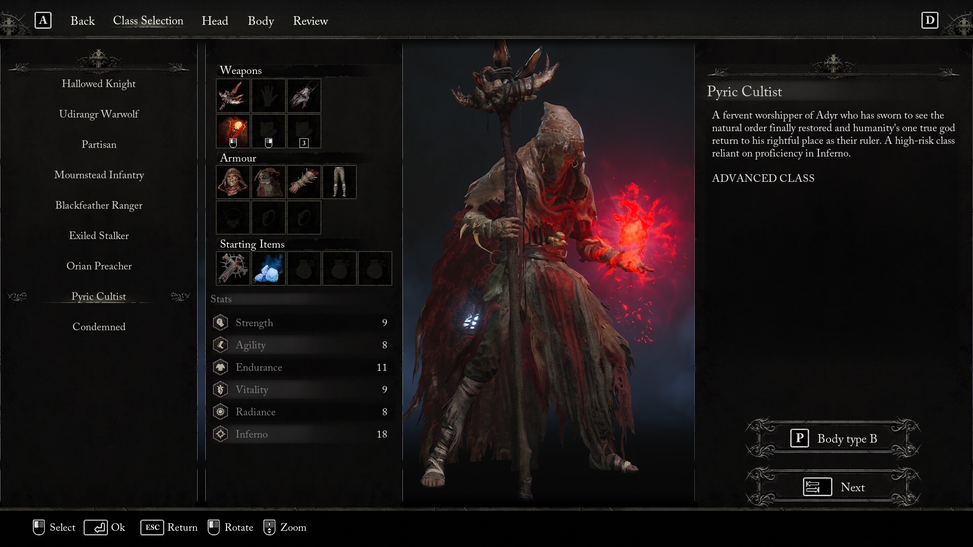 Lords of the Fallen Pyric Cultist Class
