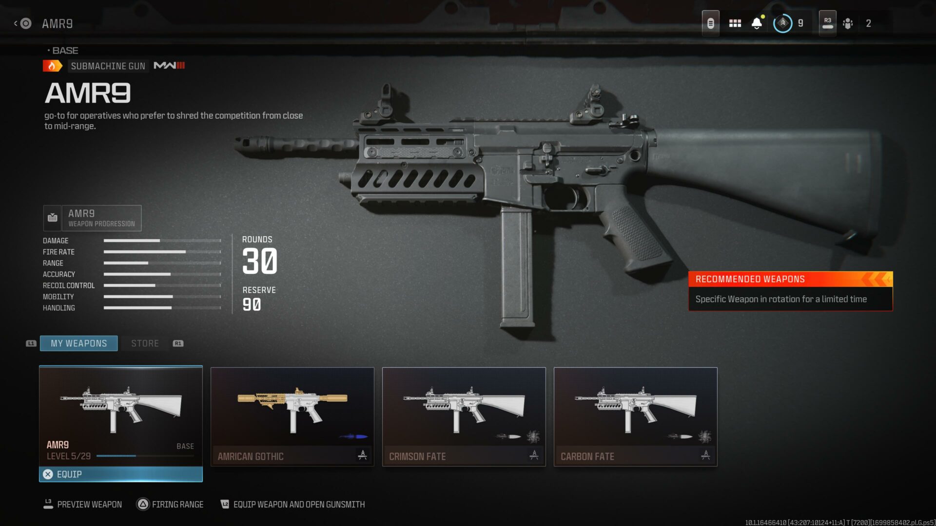 Call of Duty MW3 - AMR9 Gun Selection