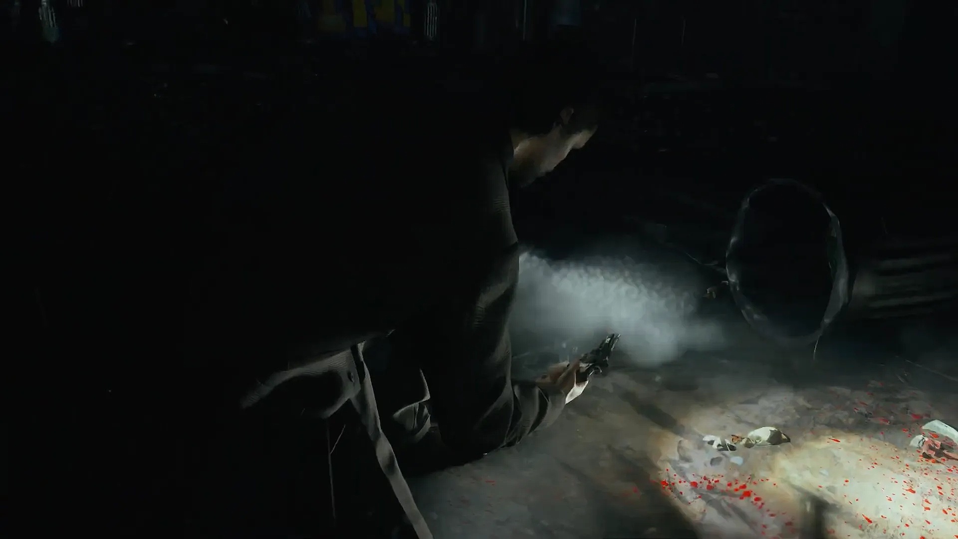 Alan Wake picking up a Revolver in Alan Wake 2