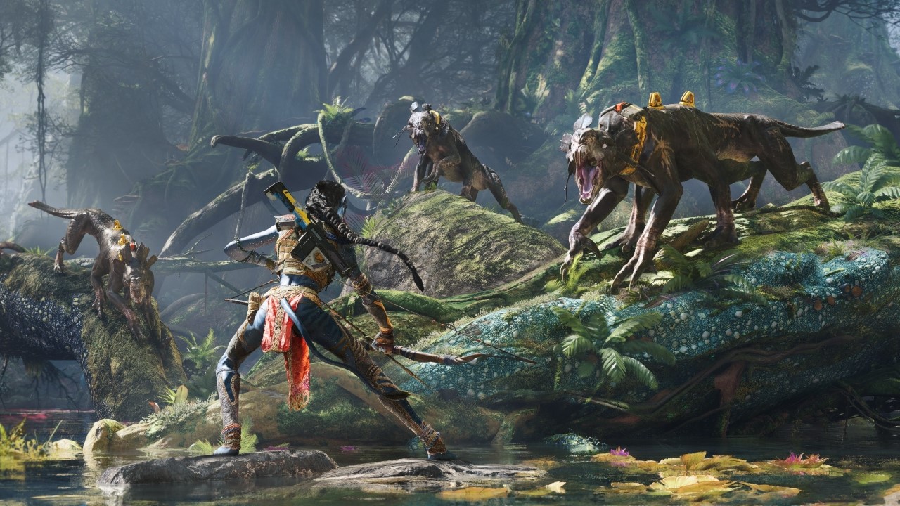 The player fighting dogs in Avatar: Frontiers of Pandora