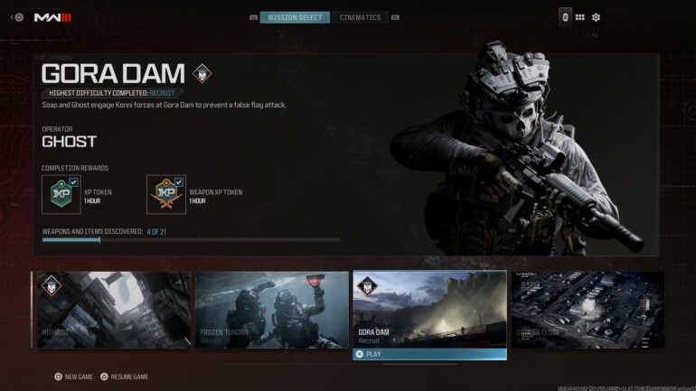 MW3 Gora Dam Select Screen