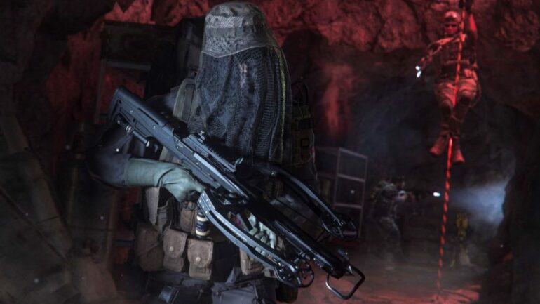 A soldier holding a crossbow in MW2