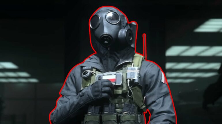 MW3 soldier in gas mask surrounded by red highlight