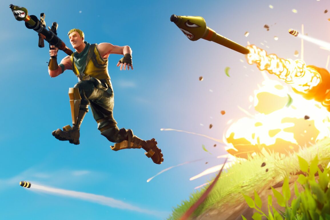 Jonesy escaping rockets in Fortnite