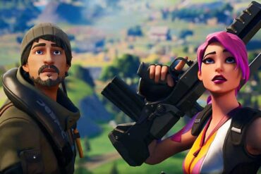 Two Fortnite characters looking shocked