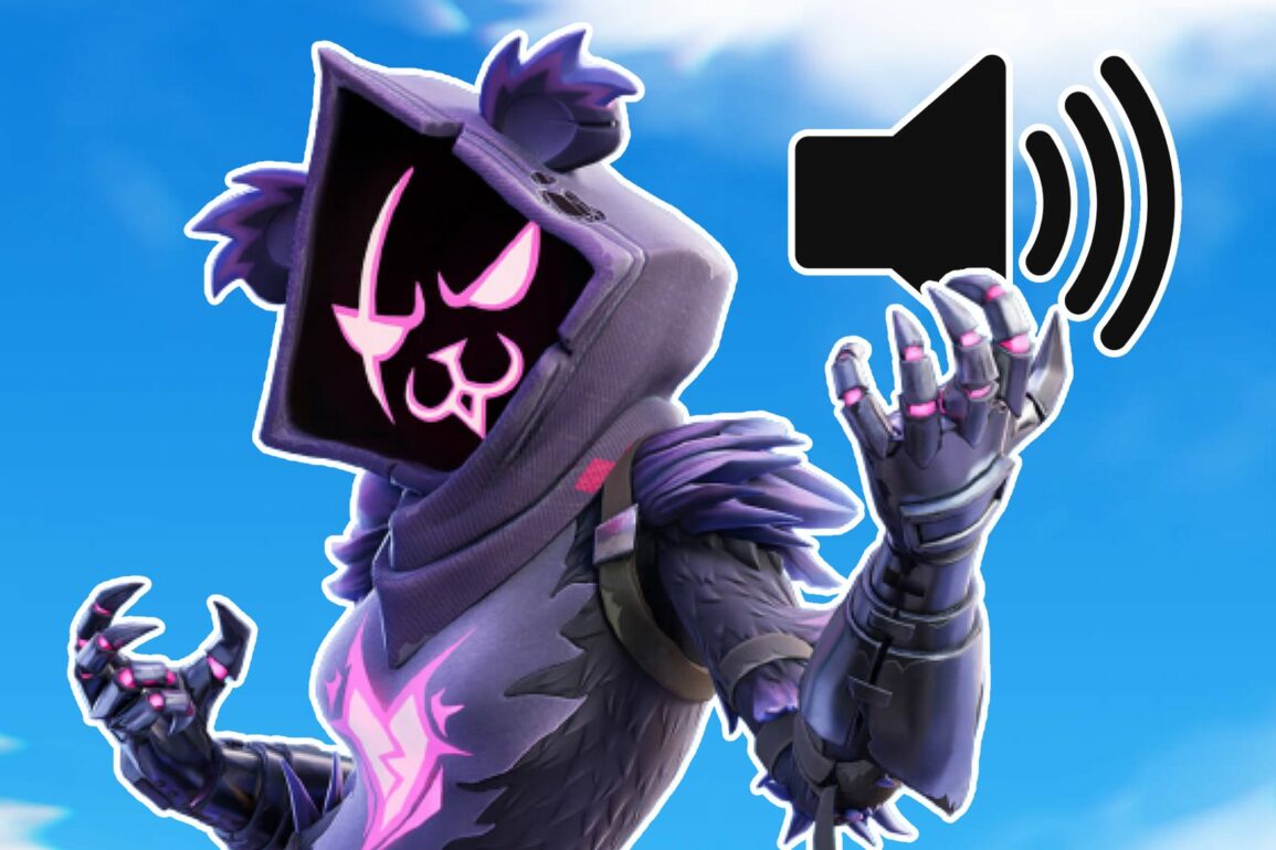 Fortnite character next to a speaker