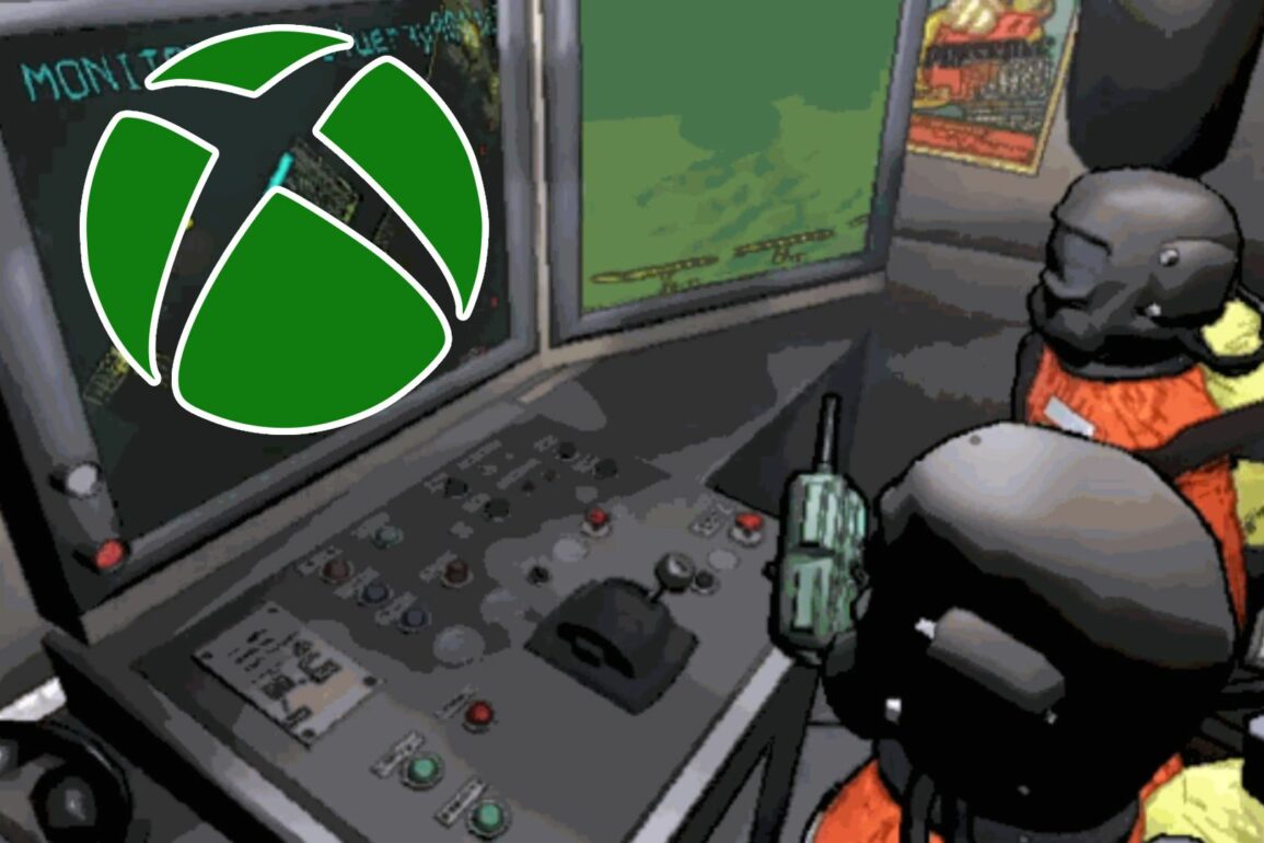 players looking a screen with the xbox logo on it in Lethal Company