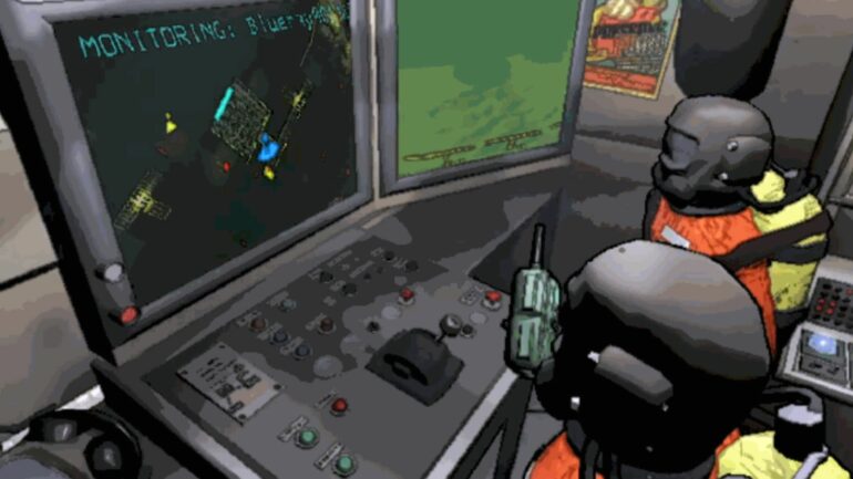 Two players looking at a terminal in Lethal Company
