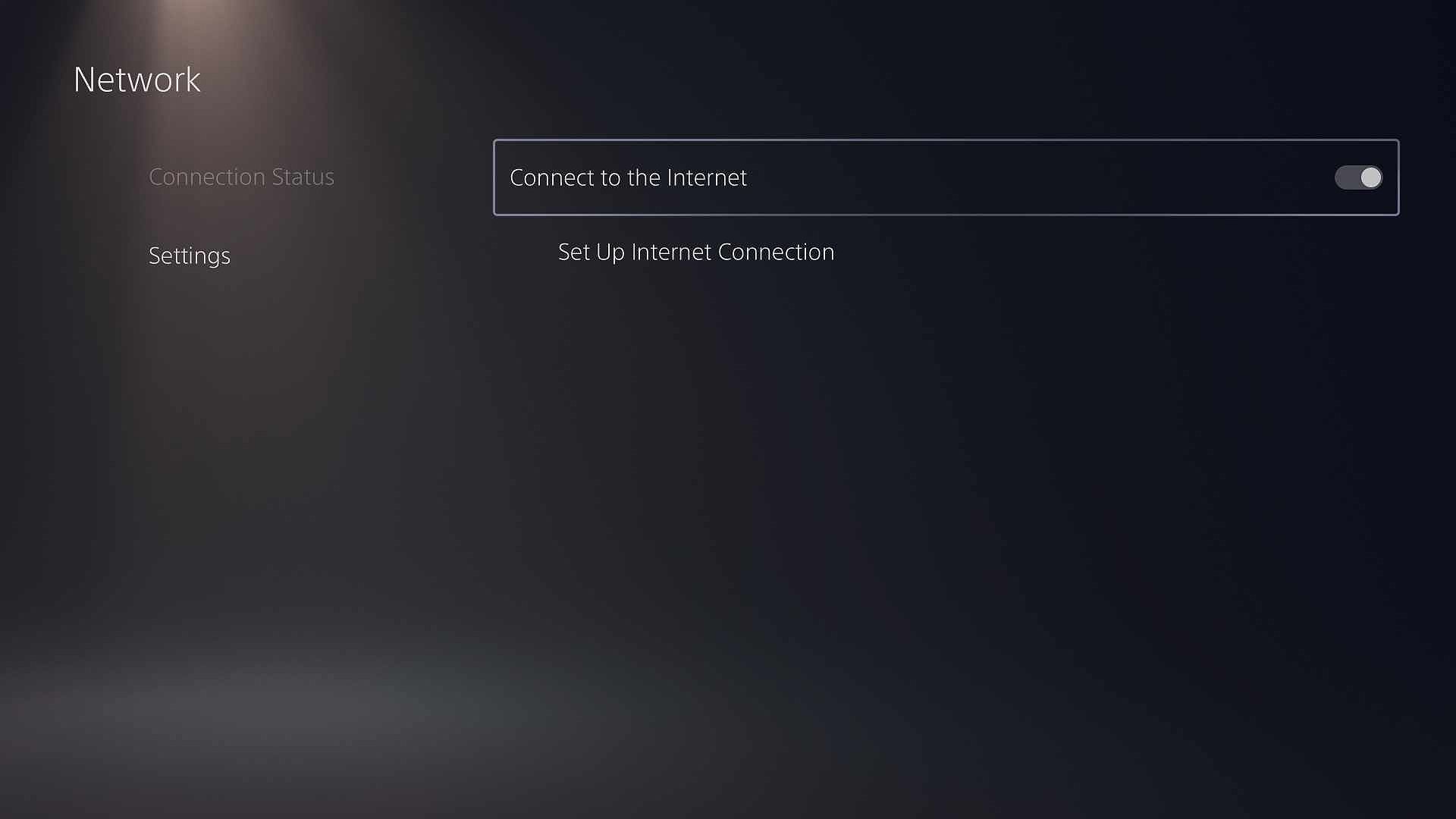 The Network settings menu in a PS5
