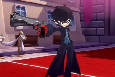 Joker holding a pistol in Persona 5 Tactica