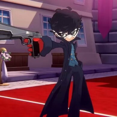 Joker holding a pistol in Persona 5 Tactica