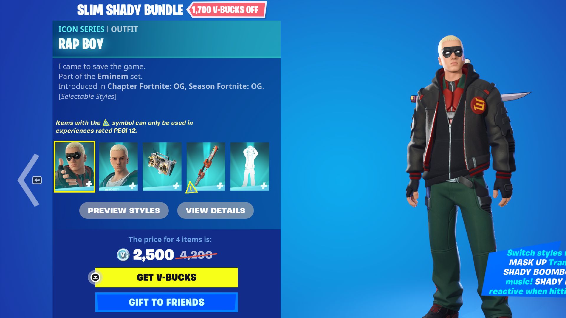 Slim Shady Bundle Contents in Fortnite