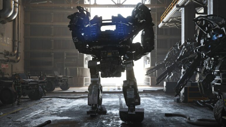 A mech walking in Avatar Frontiers of Pandora