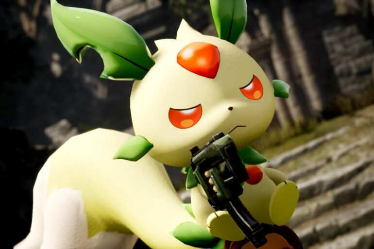 Palworld character holding an SMG