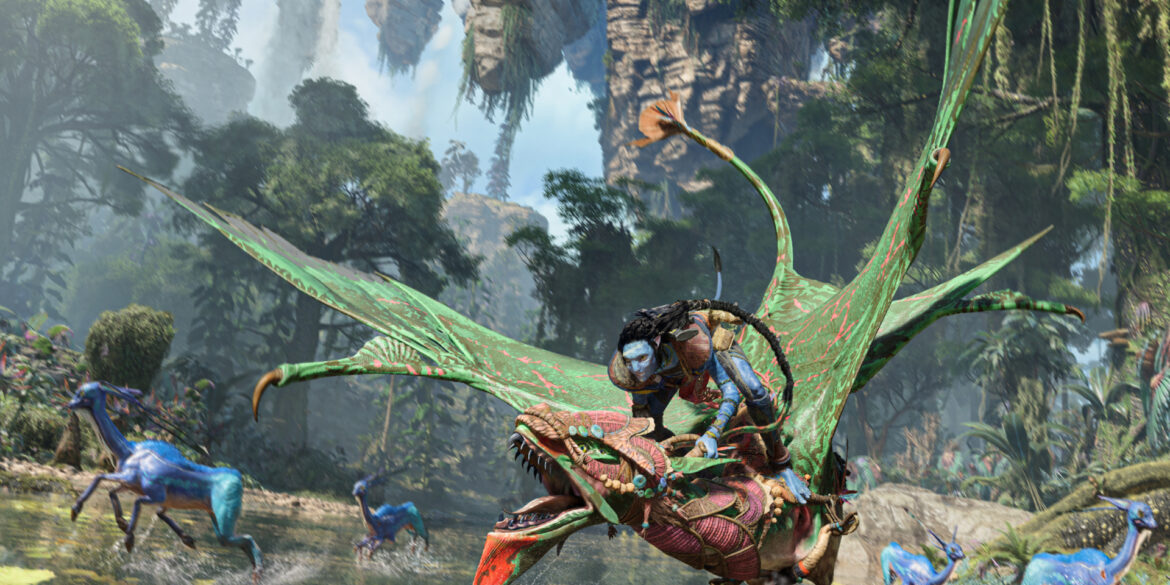 Avatar: Frontiers of Pandora Ikran Flying in water near Deer