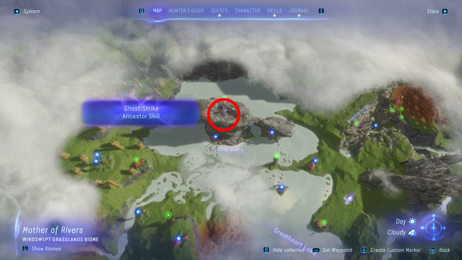 The location of the Ghost Strike skill in Avatar: Frontiers of Pandora