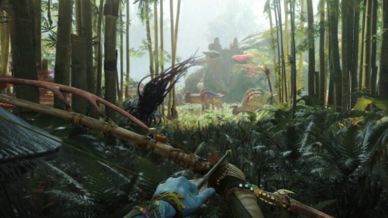 Player sneaking with a bow in Avatar: Frontiers of Pandora