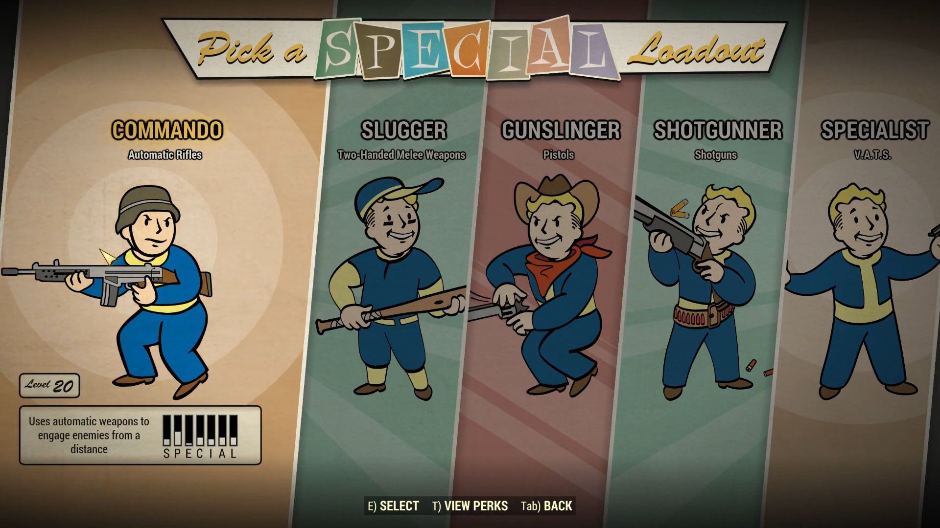 The Commando loadout in Fallout 76