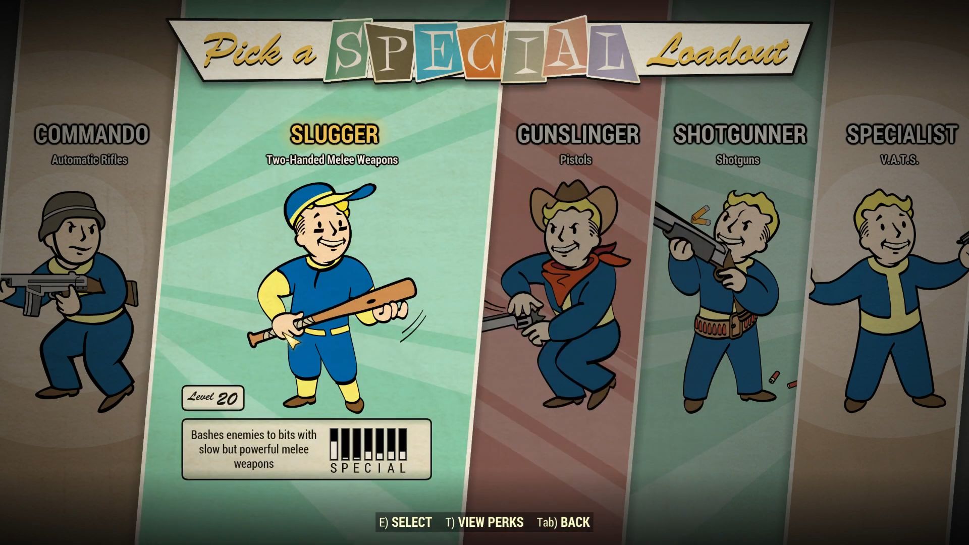 The Slugger loadout in Fallout 76