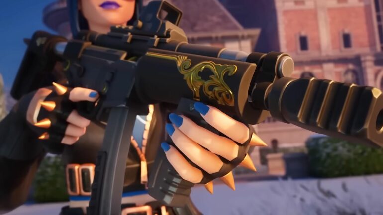 Fortnite character holding a modified weapon in Chapter 5 Season 1