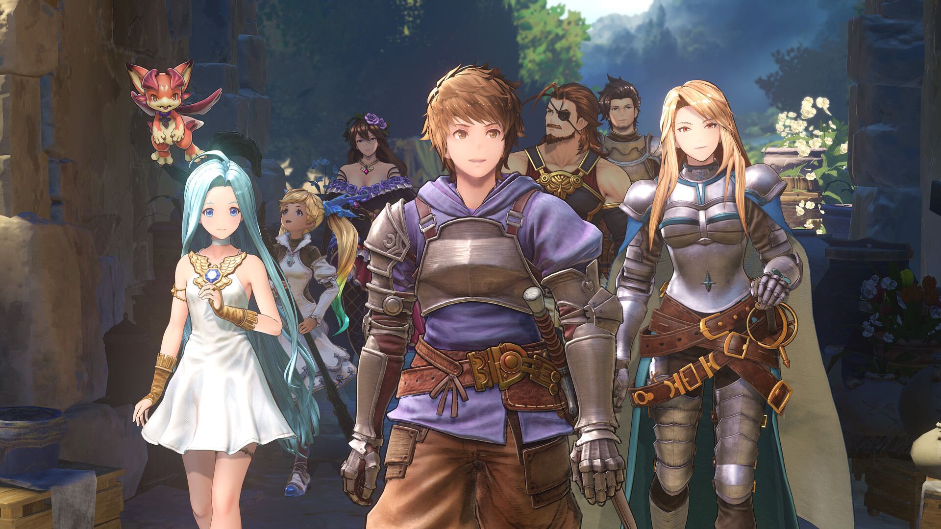 The cast of Granblue Fantasy Relink stood together