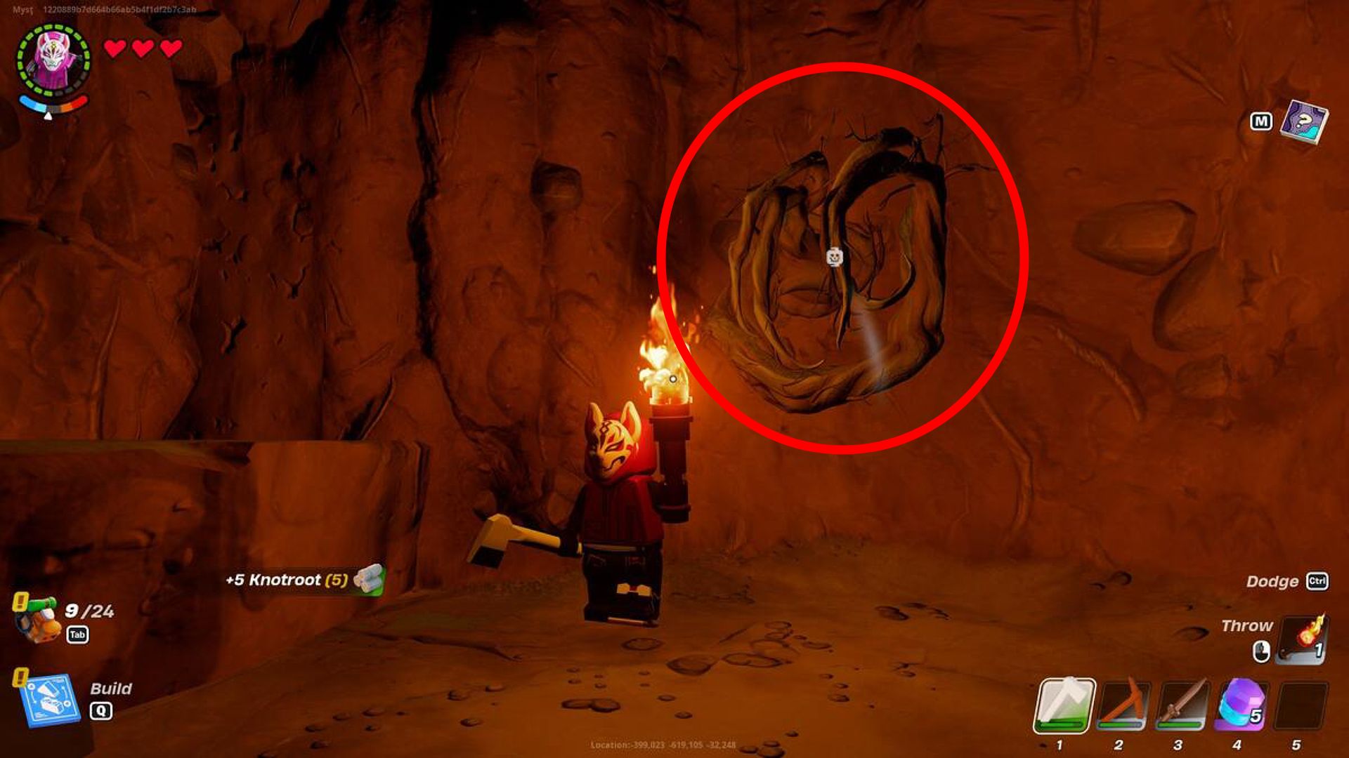 LEGO Fortnite character next to Knotroot