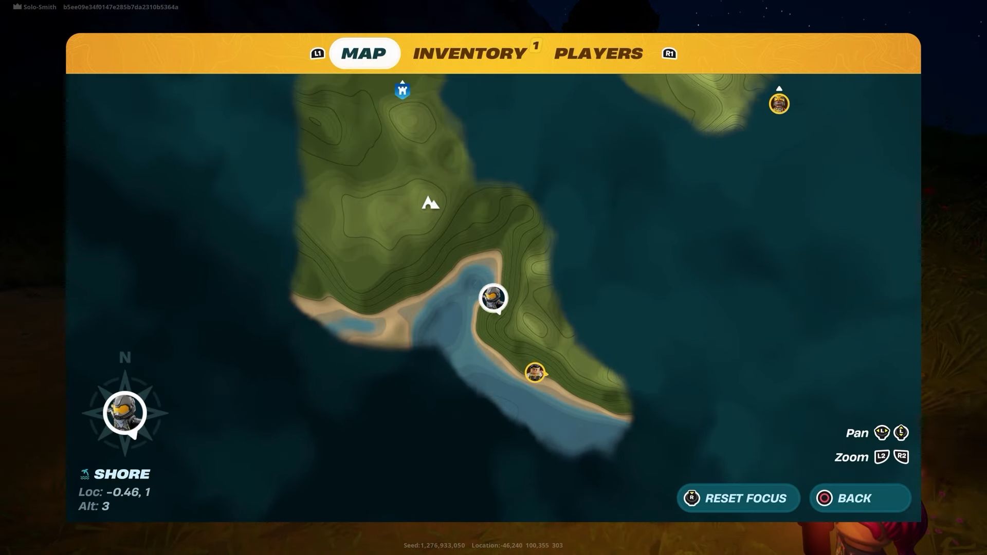 The map in LEGO Fortnite showing the Shore